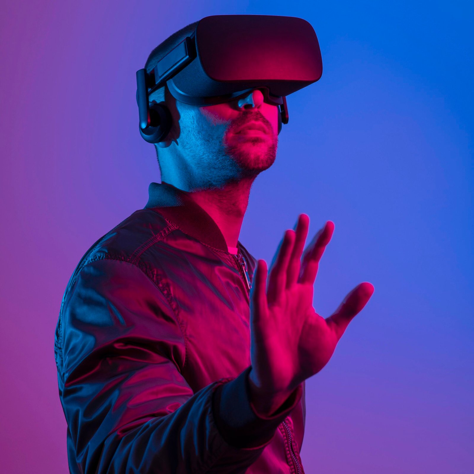 User experiencing AR/VR gaming technology