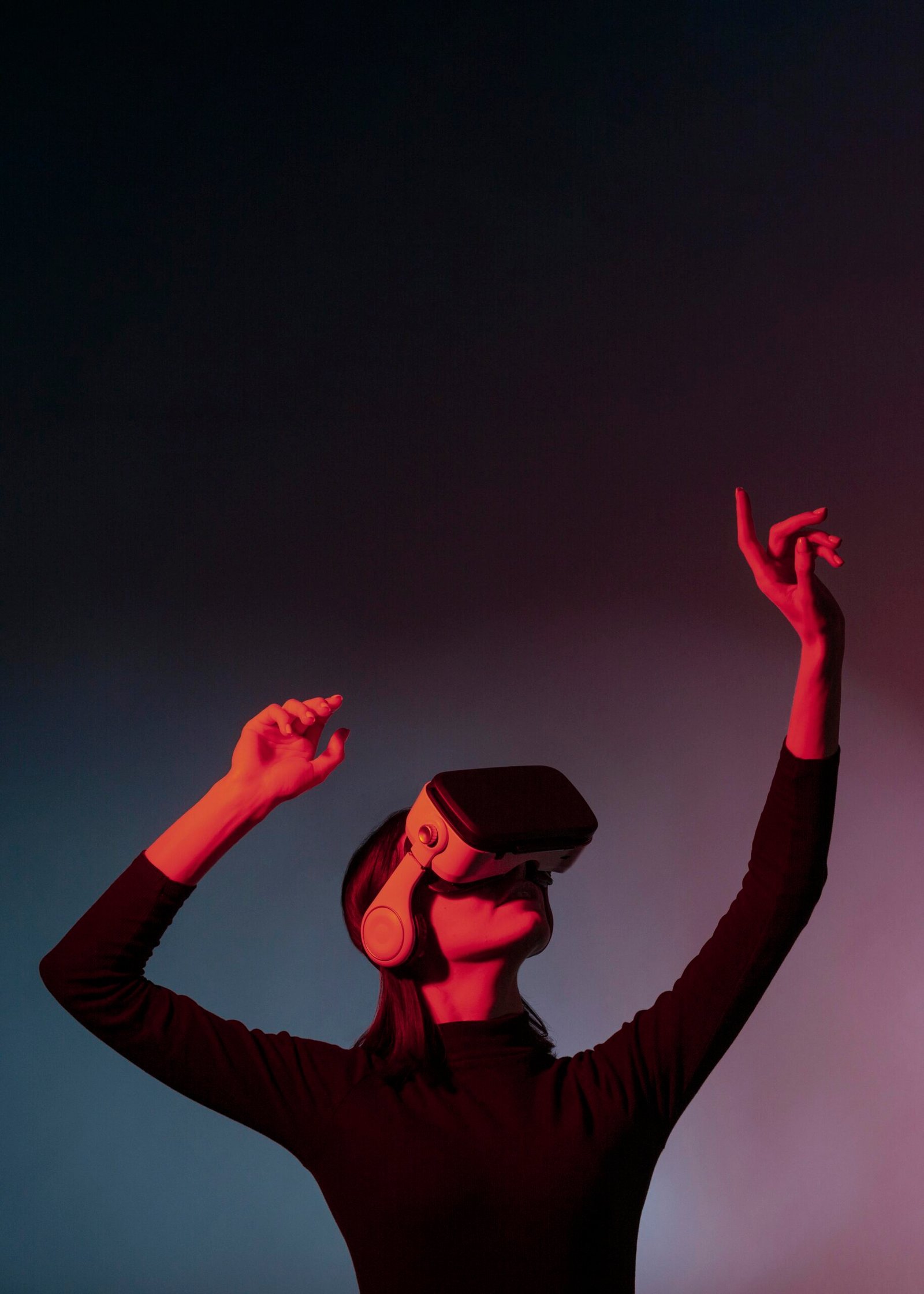 female gamer using virtual reality headset
