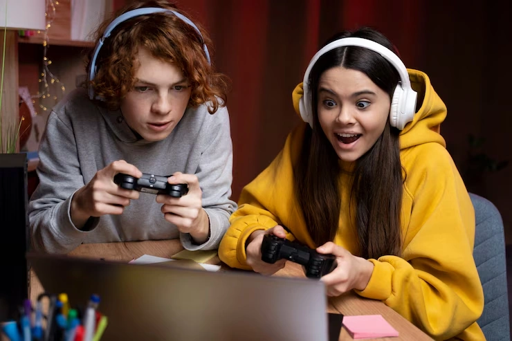 Game Marketing Services in Canada show teen gamers playing with excitement